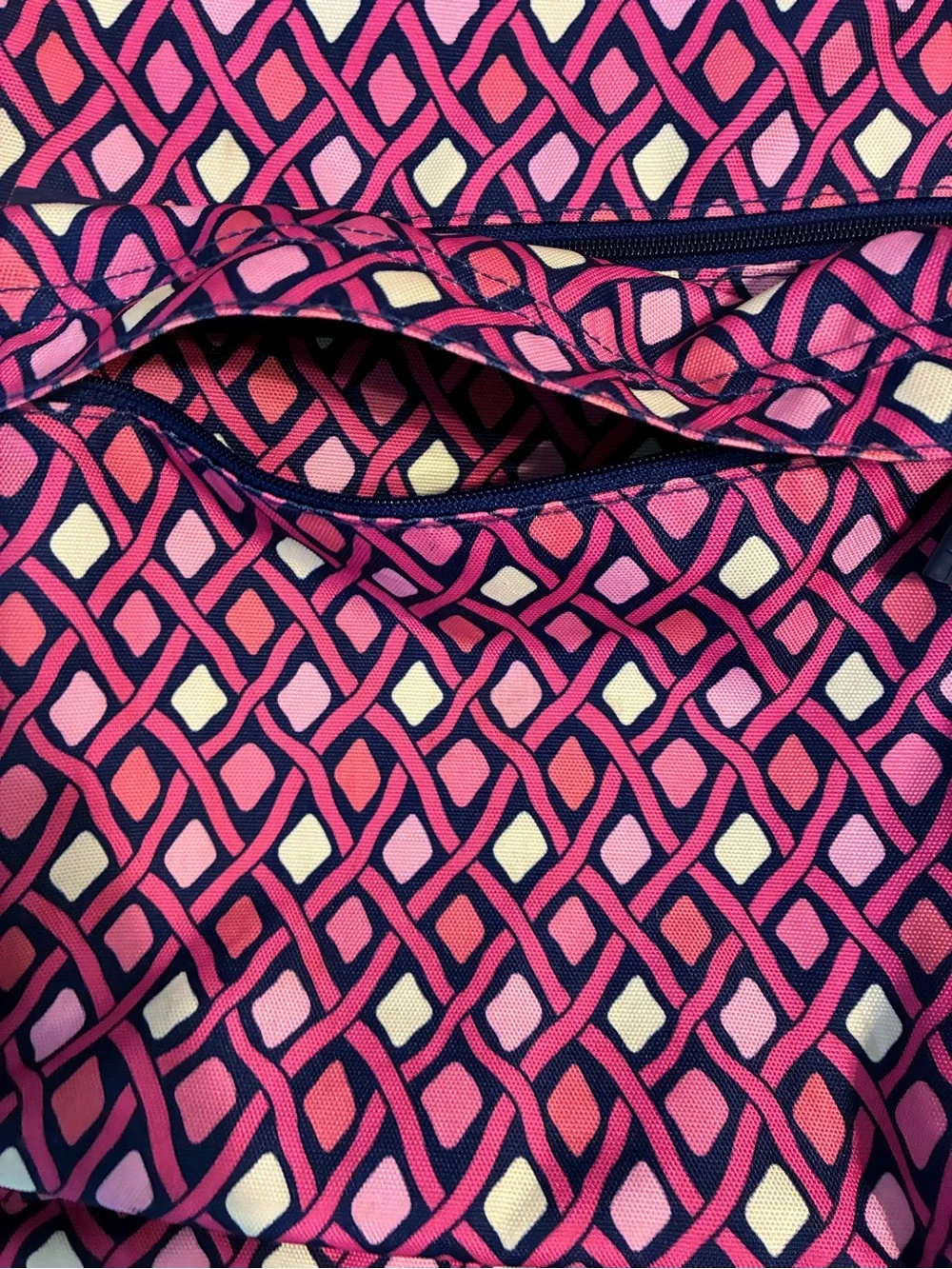 Vera Bradley Large Pink & Navy Geometric Backpack